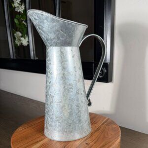 Rustic Galvanized Metal Pitcher Vase – Farmhouse Cottage Decor